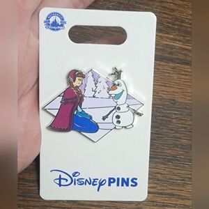 NEW Disney Anna & Olaf Frozen pin. Mickey Mouse Icon pin back. Enamel Cloisonne`
